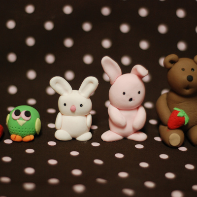 Gumpaste Owl, Bear And Bunnies