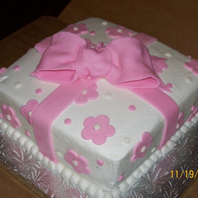 Pink And White Gift Cake