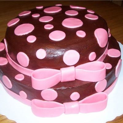 Brown & Pink Polka Dot Baby Shower Cake