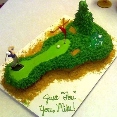 Guitar Shaped Golf Course Cake