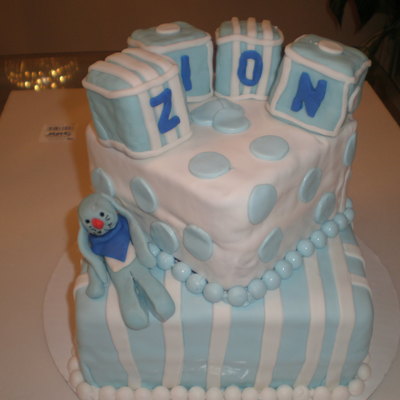 Baby Block Christening Cake