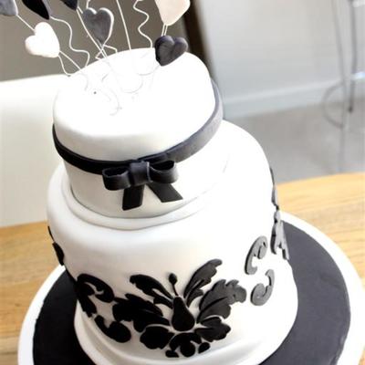Black And White Engagement Cake