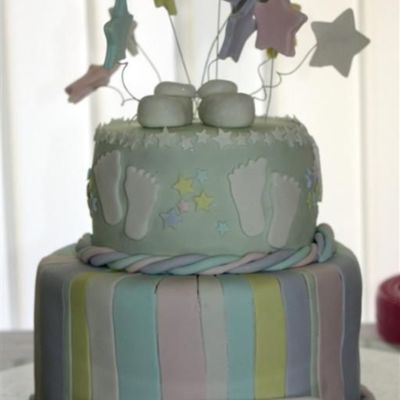 Pastel Rainbow Coloured Baby Shower Cake