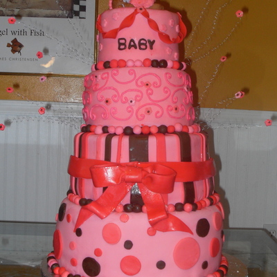 Pink And Brown Baby Shower Cake