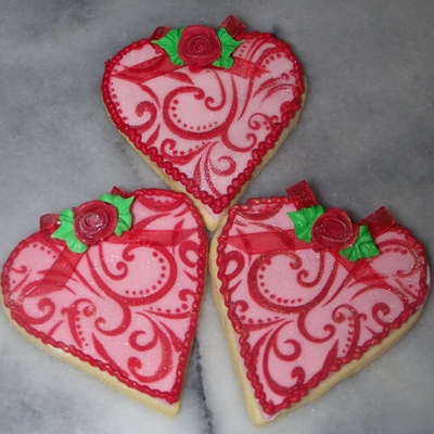 Stenciled Valentine Hearts