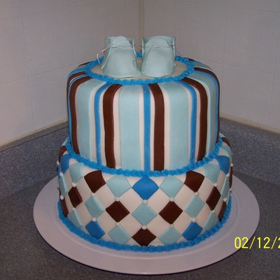 Blue And Brown Baby Shower Cake