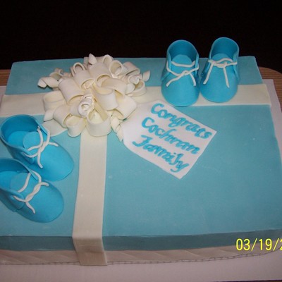 Twin Boys Baby Shower Present Cake