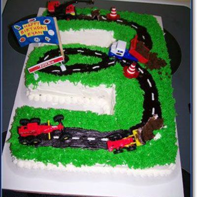 Three Year Olds Construction Birthday Cake