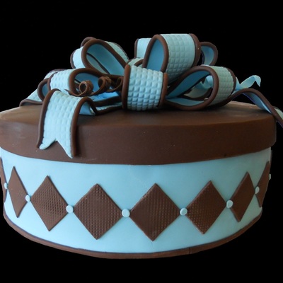 Brown And Blue Hat Box With Bow!