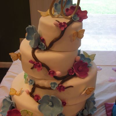 Floral Butterfly Wedding Cake