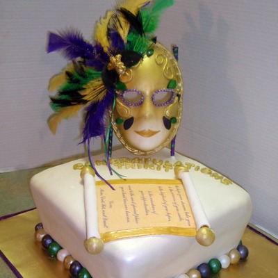 Mardi Gras Themed Grad Cake