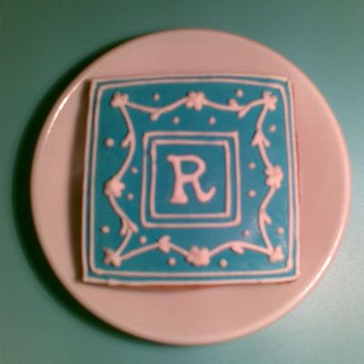 Blue Monogram Wedding Cookie