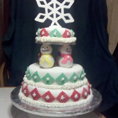 Snowman Snowflake Cake