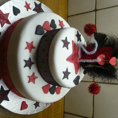 2 Tier Black & Red 21St Sponge Cake
