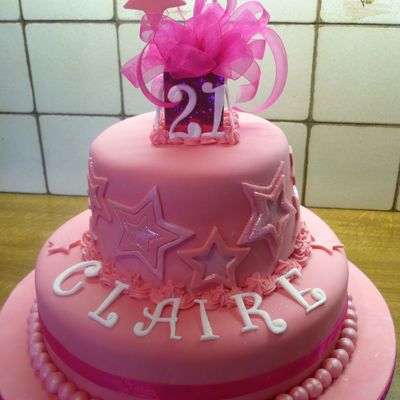 Pink 21St Birthday Cake 2 Tier