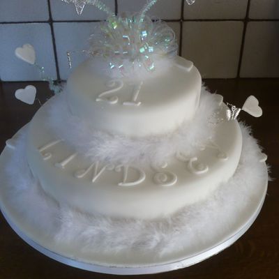White 21St 2 Tier Birthday Cake