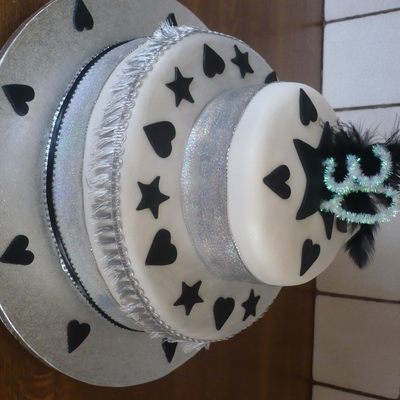 30Th Birthday Cake, Silver & Black