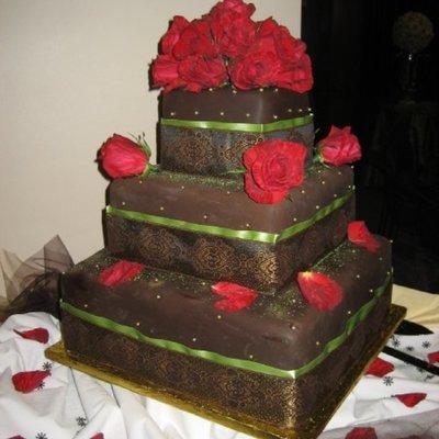 Chocolate Fondant Square Wedding Cake