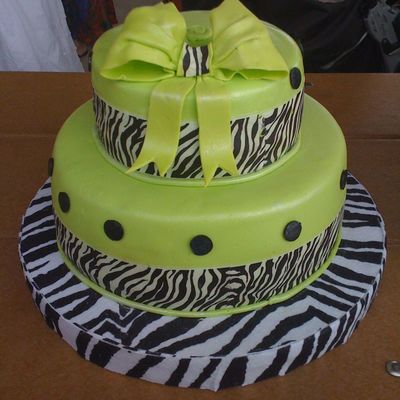 Lime Green & Zebra Cake