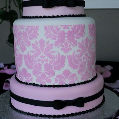Pink And Black Damask