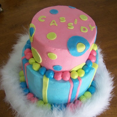 Round Circles And Stipes Birthday Cake