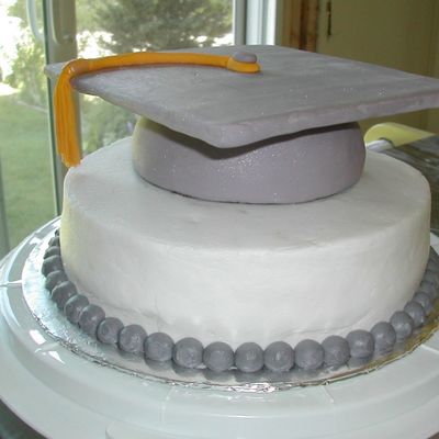 Silver Graduation Cap Cake