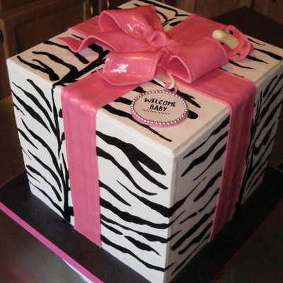 Wild Zebra Print Baby Shower Cake!
