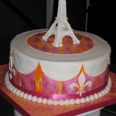 Hand Painted Cake With Ri Eiffel Tower