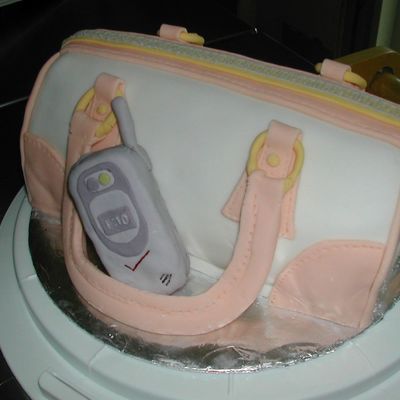 Purse Cake With Keychain And Cell Phone