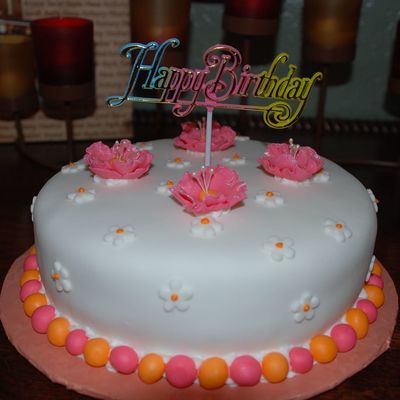 Pink And Orange Birthday Cake