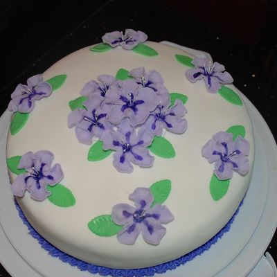 Purple Flower Fondant Cake
