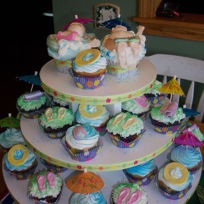 Pool Party Cupcake Tower