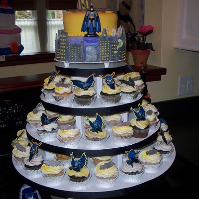 Batman Cake And Cupcake Tower