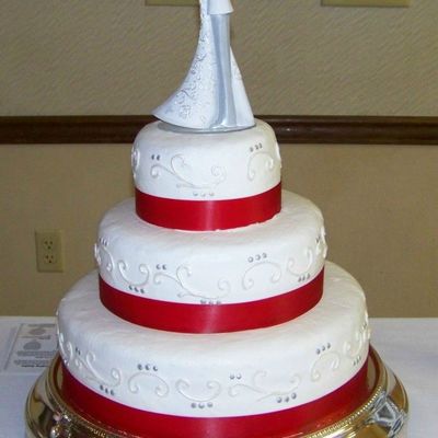 Red And Silver Wedding Cake