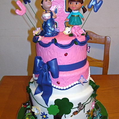 Dora And Princess Themed Cake