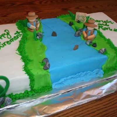 Gone Fishing Retirement Cake