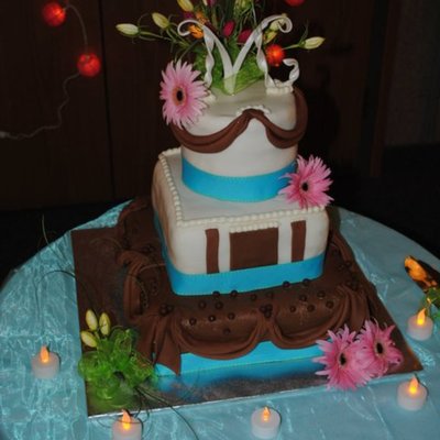 Chocolate Fondant With Hot Pink Gerber Daisies