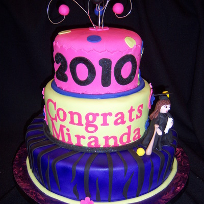 Funky Stripes Grad Cake
