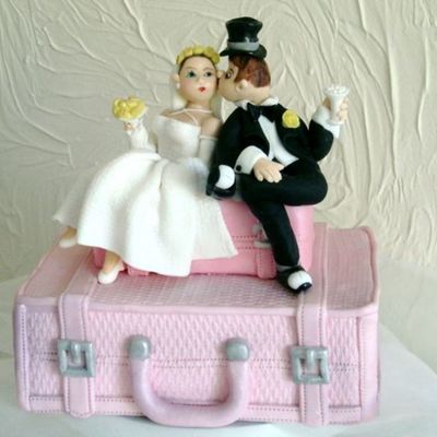 Bridal Couple On Suitcase