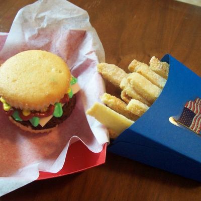 Cupcake Brownie Burger And Fries