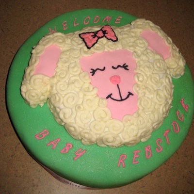 Lamb Baby Shower Cake