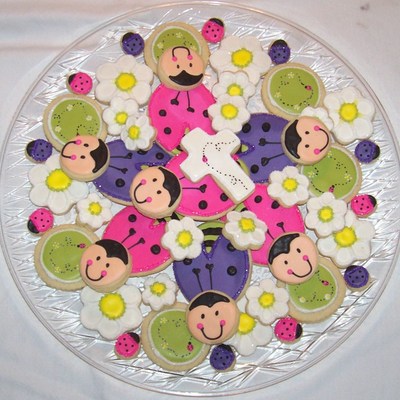 Lady Bug Baptism Cookies