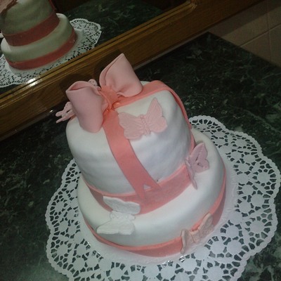 Bow And Butterflies Cake