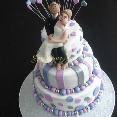 Weddingcake In Purple And Silver.