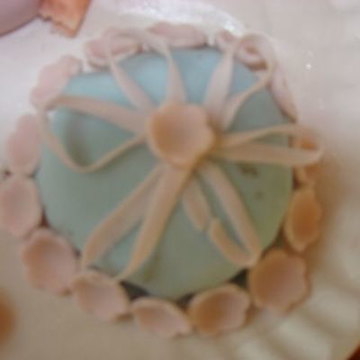 Mini Cake Covered In Fondant And Fondant Accents