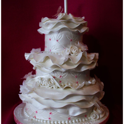 White Ruffled Cake - 1St Birthday Cake For Kaysha