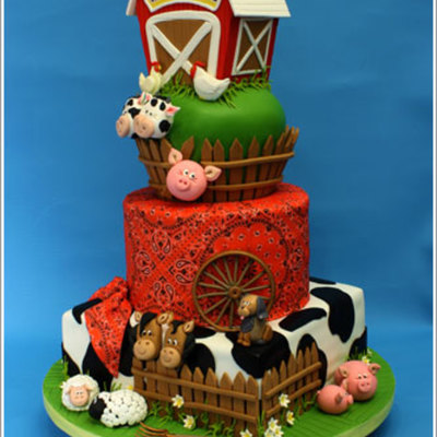Farm - Barn Yard Cake For Twins