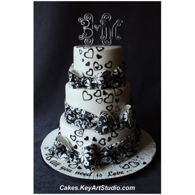 All You Need Is Love - Black And White Wedding Cake