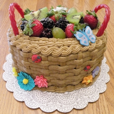 Oval Basket Cake With Fresh Fruit