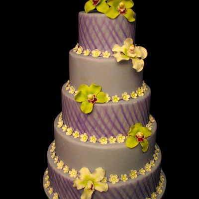 Basket Weave Cake With Orchids